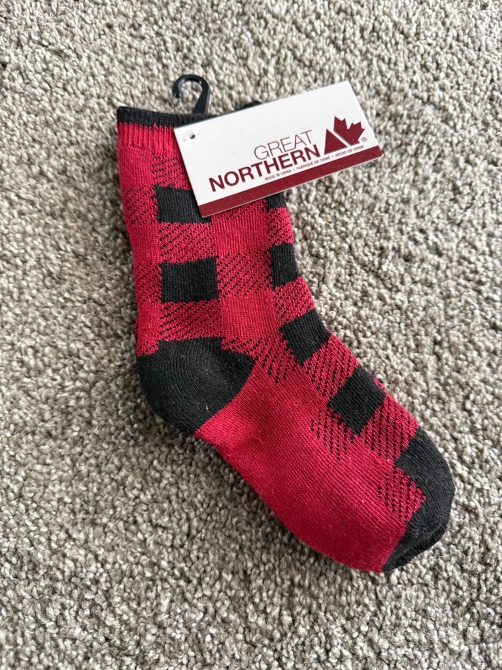 Red and Black Buffalo Plaid Crew Socks